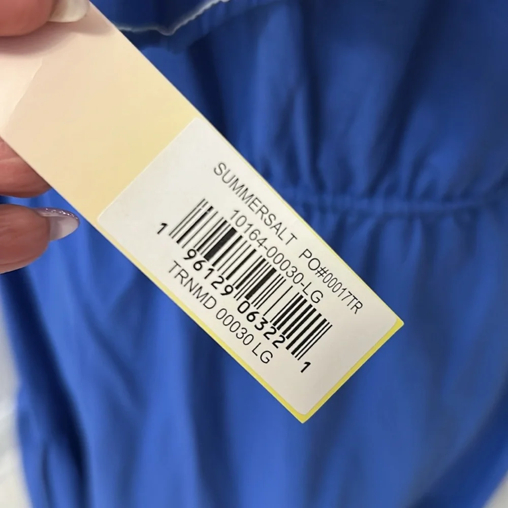 Summersalt Coastal Poplin Ruffle Neck Midi/Maxi Dress Blue - Picture 8 of 11